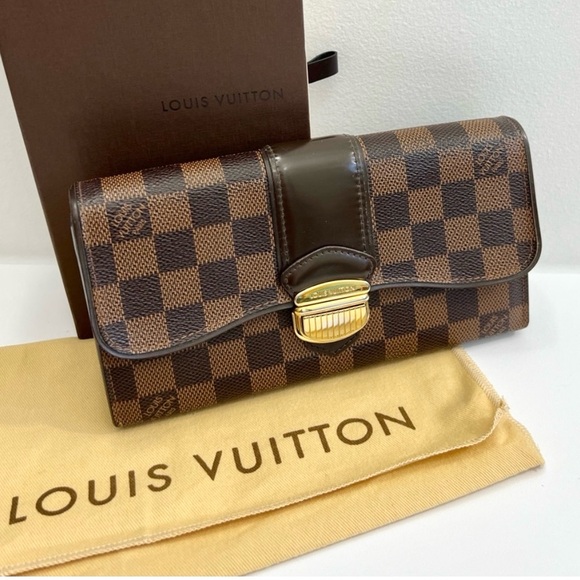 Louis Vuitton Handbags - Authenticated Louis Vuitton Damier Ebene Sistina Long Wallet